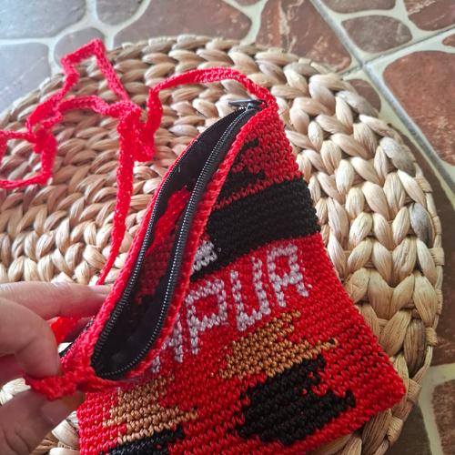 TAS NOKEN PAPUA MERAH ASLI RAJUTAN TANGAN - Gambar 3